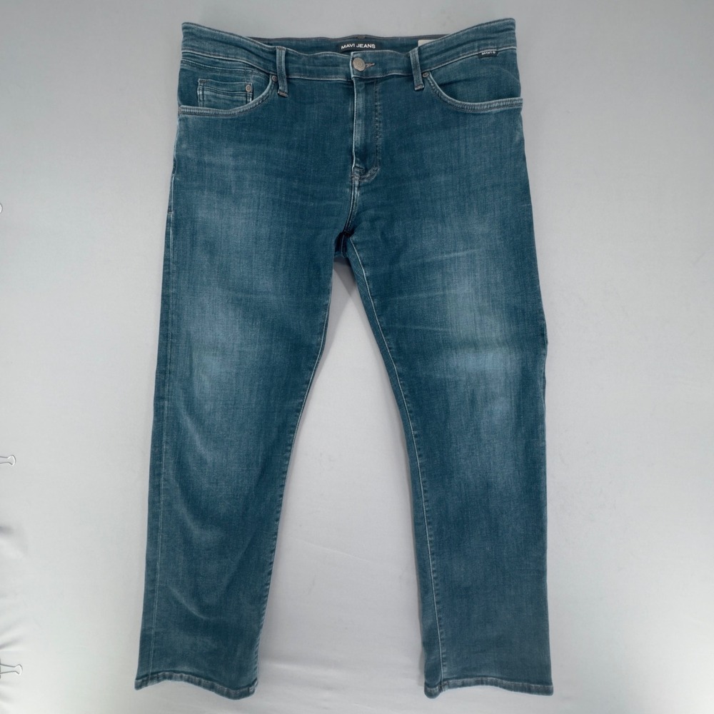 Mavi Zach Straight Leg Jeans Mens 37x30 Medium Wash Stretch Denim Blue